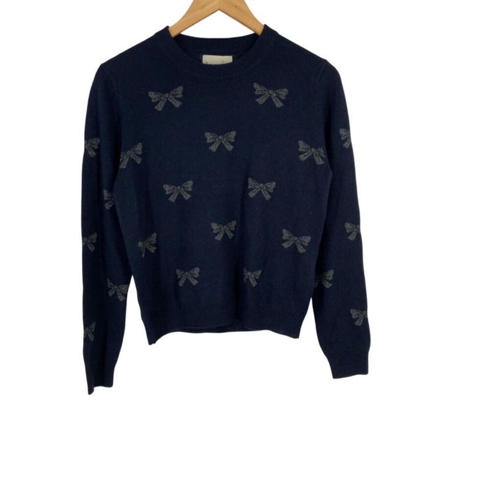 Jumper 1234 Women Longsleeve Bow Crewneck Sweater Blue 2